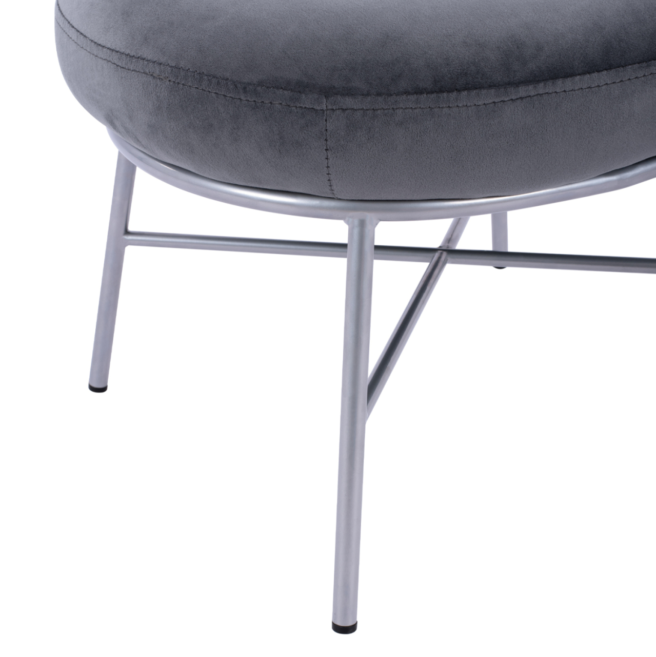 Stool with footrest Trudi HM8640.01 Grey velvet with silver base 55x46x38m [6]
