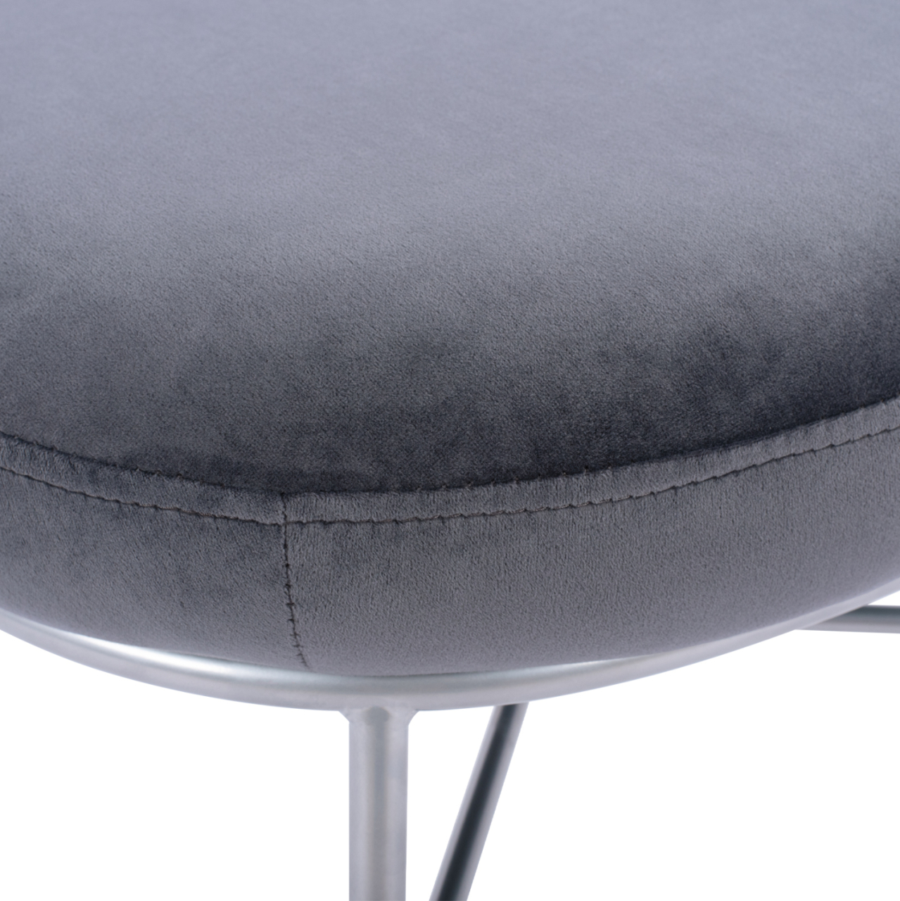 Stool with footrest Trudi HM8640.01 Grey velvet with silver base 55x46x38m [5]