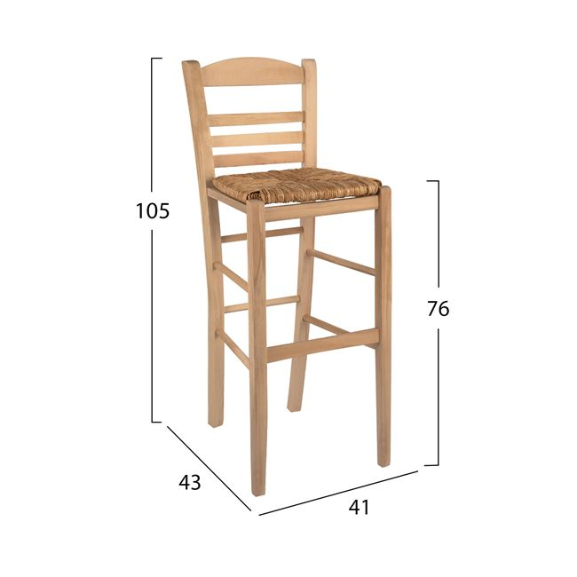 Stool with straw unpainted HM10377.02 [2]
