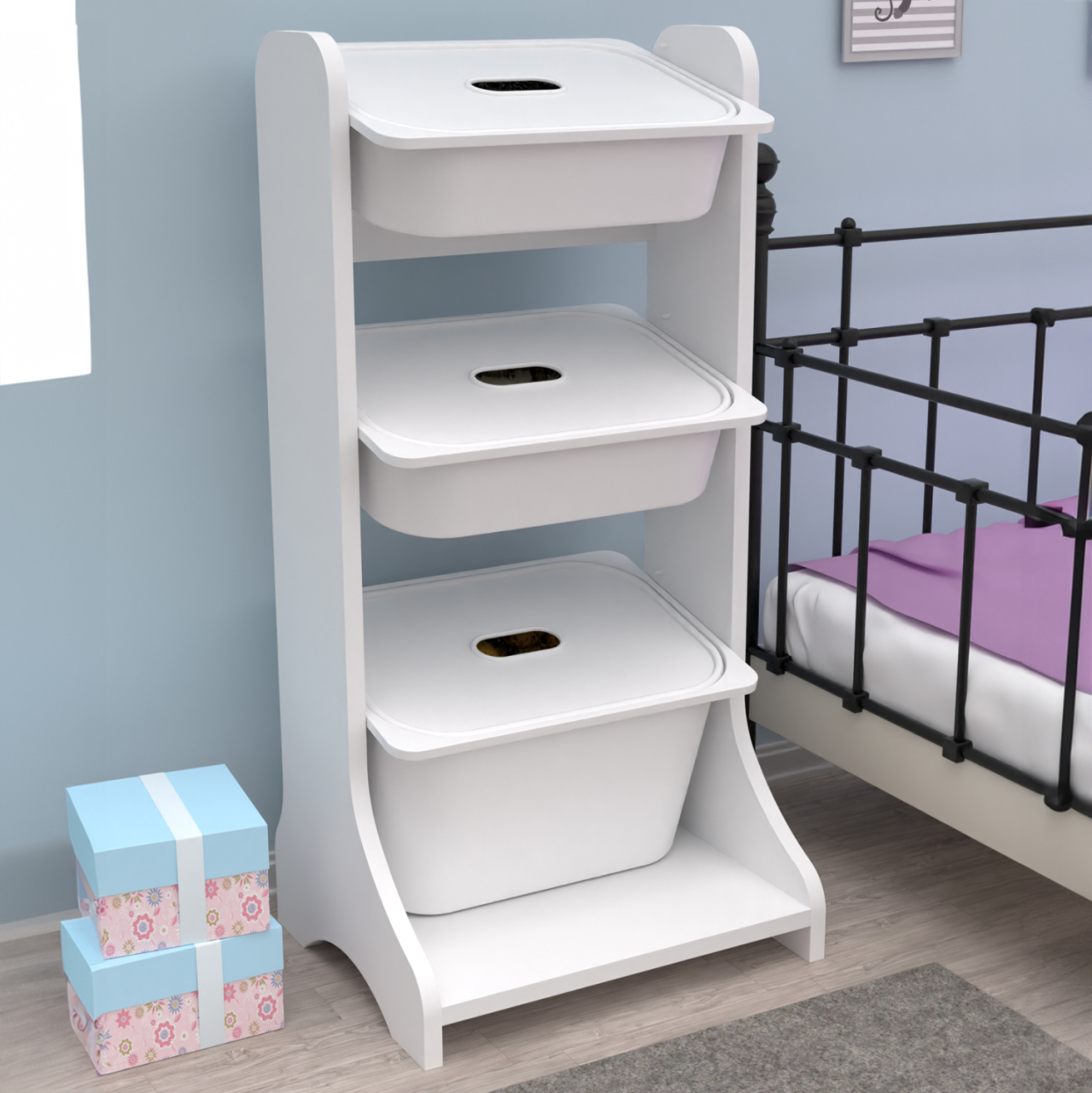 STORAGE FURNITURE FRED HM18207.01 WHITE MELAMINE 44x35x90Hcm. [4]