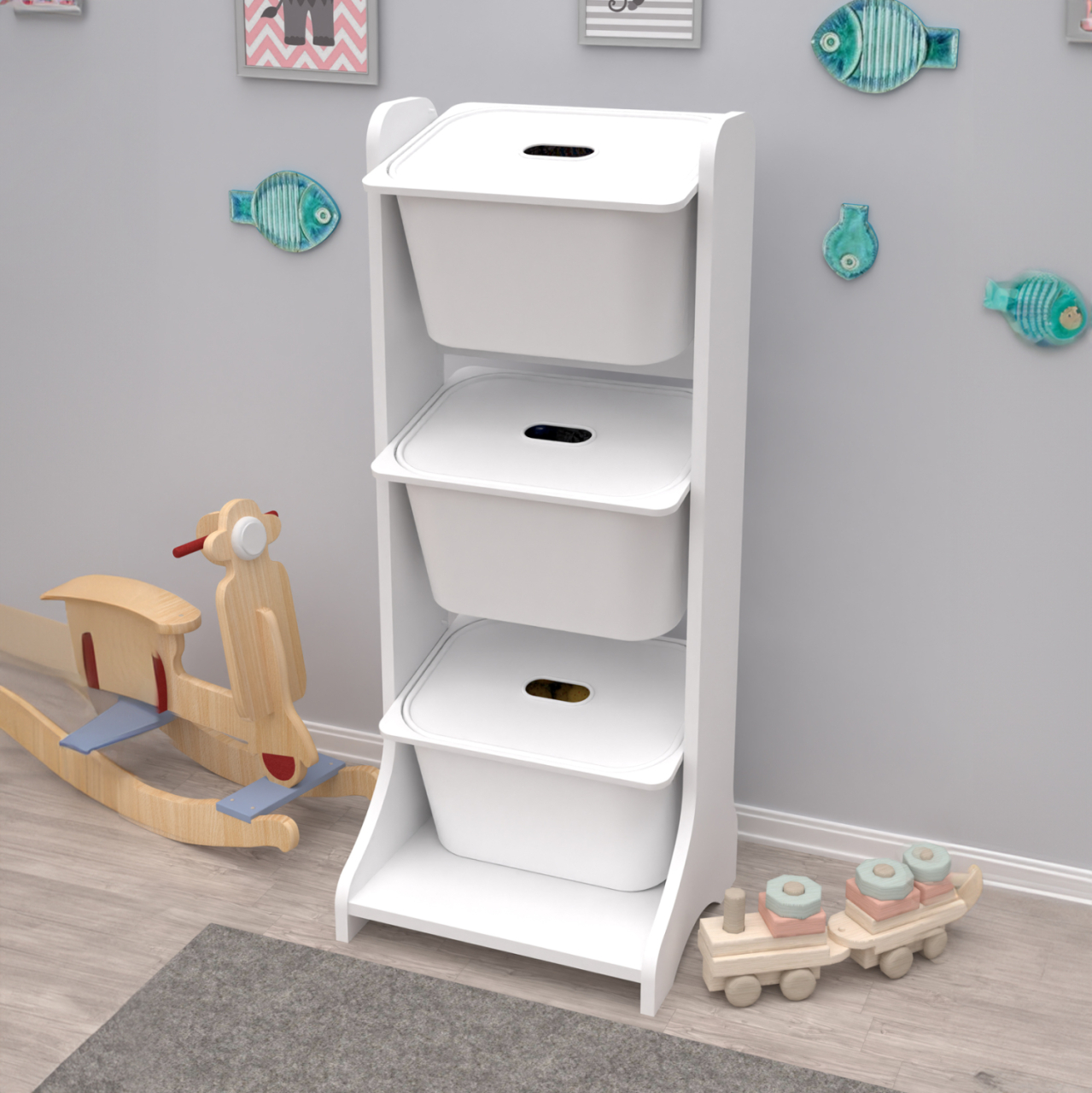STORAGE FURNITURE FRED HM18208.01 WHITE MELAMINE 44x35x107Hcm. [4]