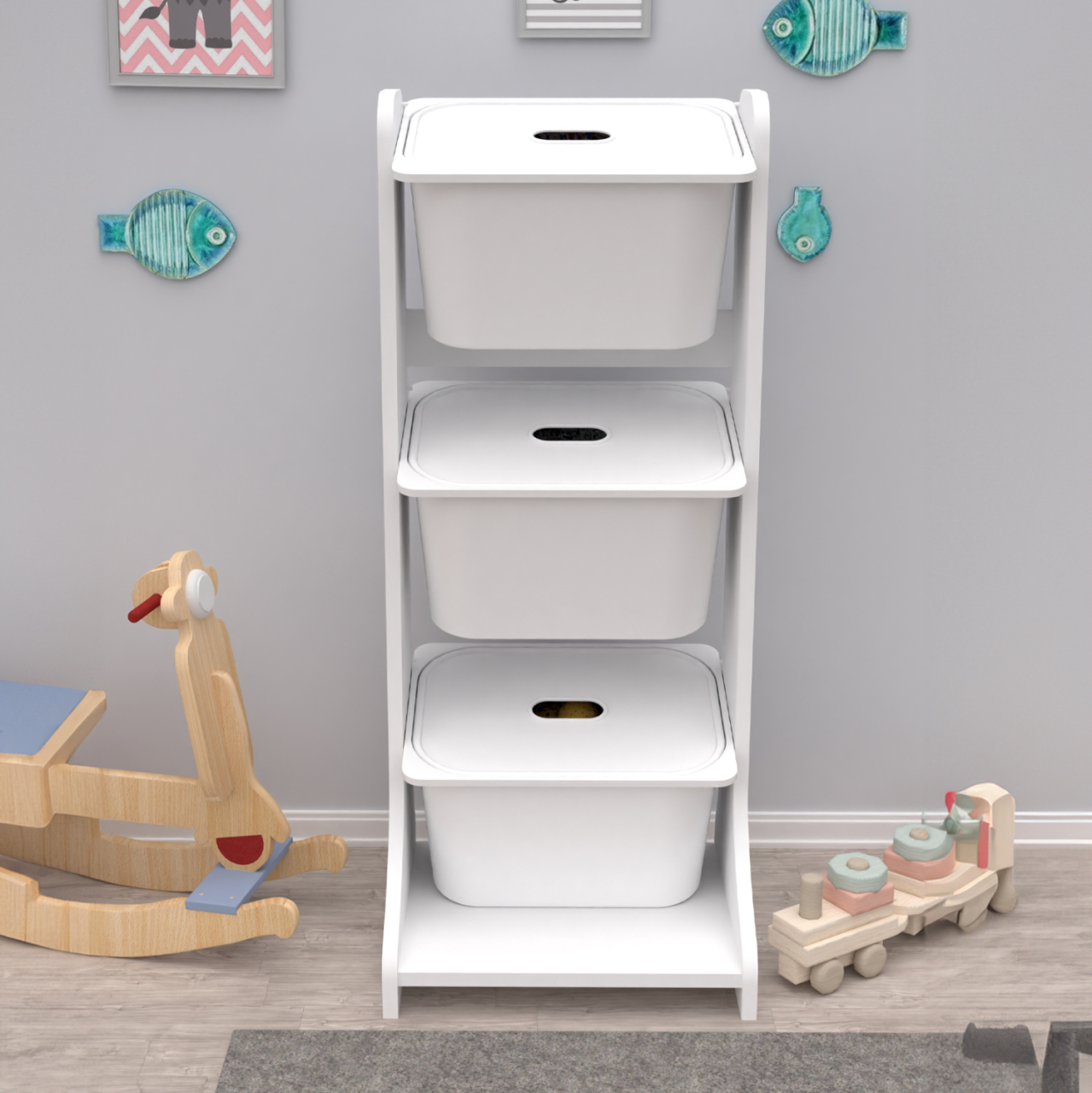 STORAGE FURNITURE FRED HM18208.01 WHITE MELAMINE 44x35x107Hcm. [5]