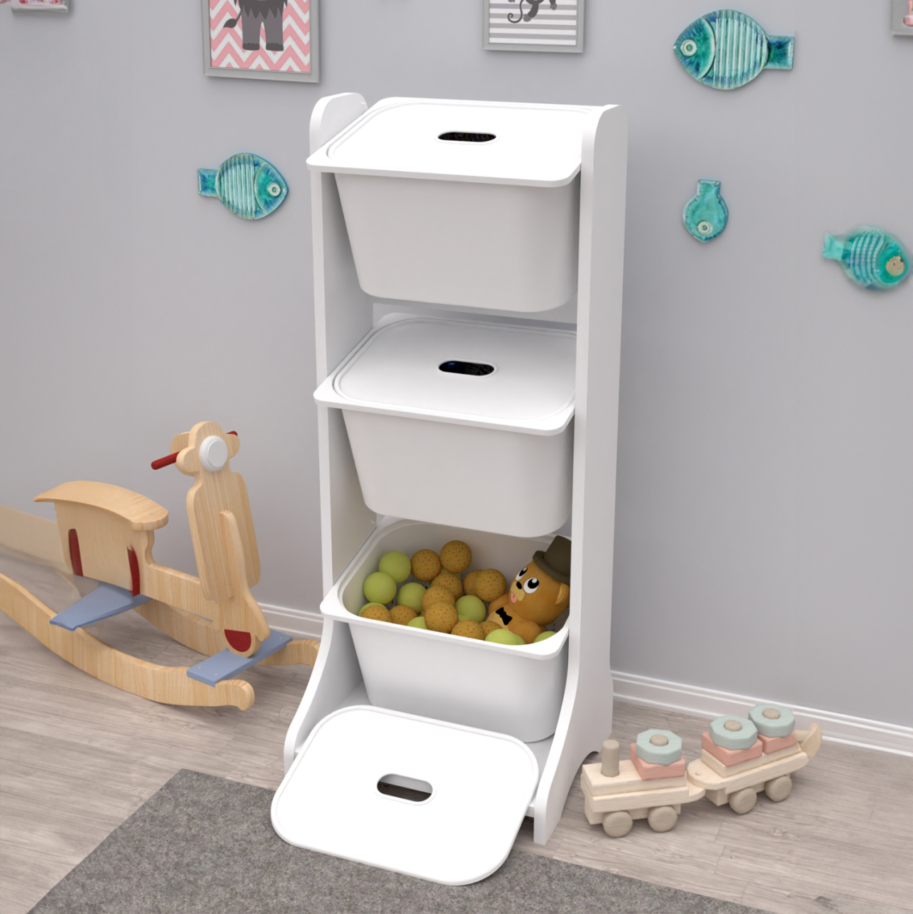 STORAGE FURNITURE FRED HM18208.01 WHITE MELAMINE 44x35x107Hcm. [3]