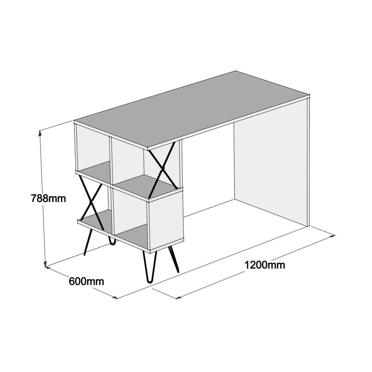 STUDY DESK HM9509.01 MELAMINE NATURAL OAK WITH SHELVES 120x60x78.8Hcm. [2]
