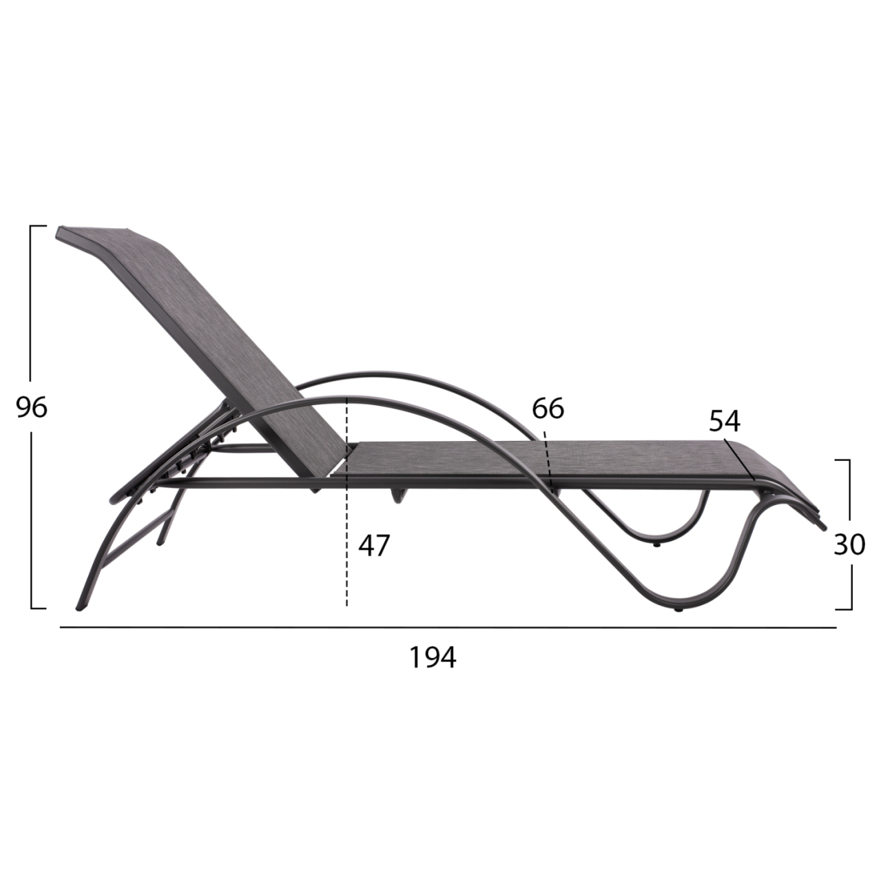 Sunbed Aluminum Grey with textline grey HM5133.01 194x54-66x30 cm. [2]