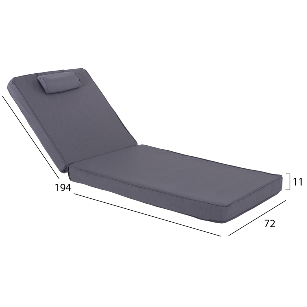 SUNBED CUSHION HM11237.30T TEXTLINE GREY 194(114+1+73)x72x11Hcm. [2]