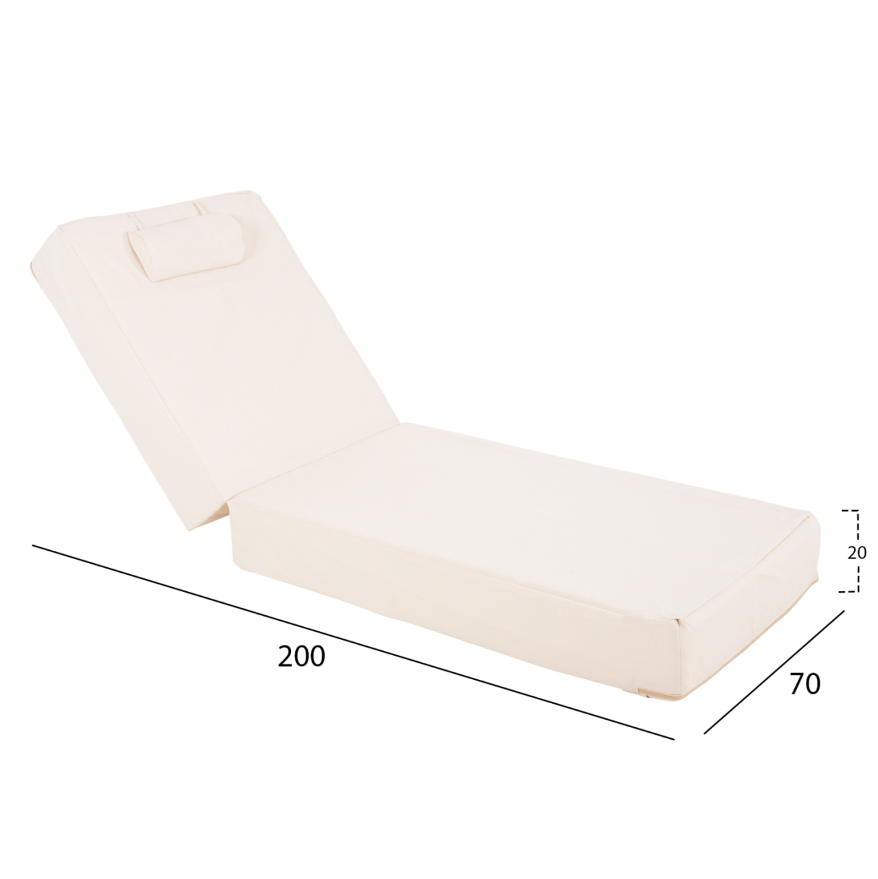 SUNBED CUSHION TEXTLINE SIFNOS BEIGE FB911761.02 200(120+80)x70x20Hcm. [2]