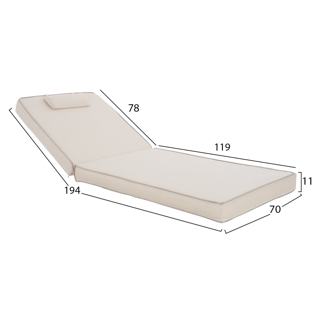 Sunbed Cushion Textline Sifnos Beige HM11237.60T 198(119+1+78)x70x10cm [2]