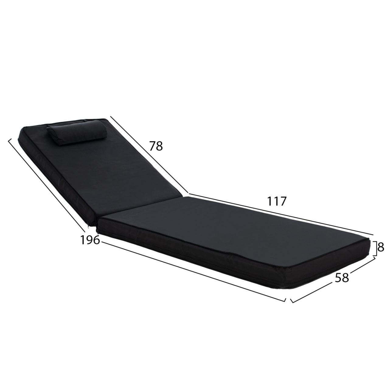 Sunbed Cushion Textline Sifnos Black HM11236.05T 196(117+1+78)x58x8 cm [2]