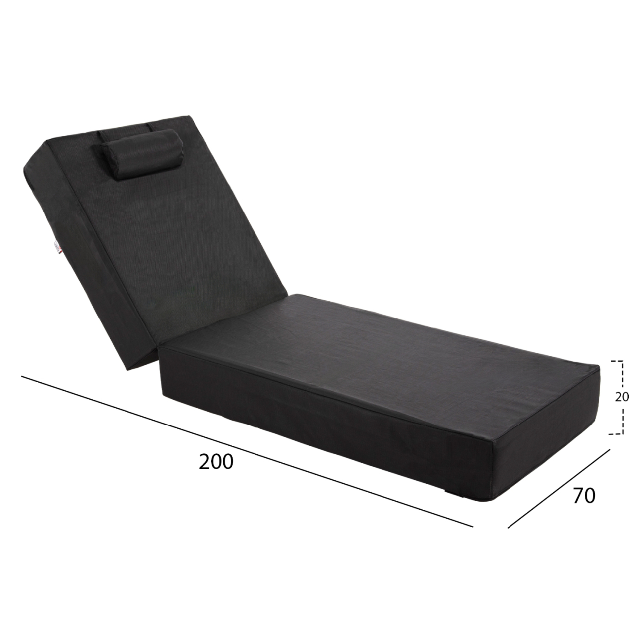 SUNBED CUSHION TEXTLINE SIFNOS BLACK HM11761.01 200(120+80)x70x20Hcm. [2]