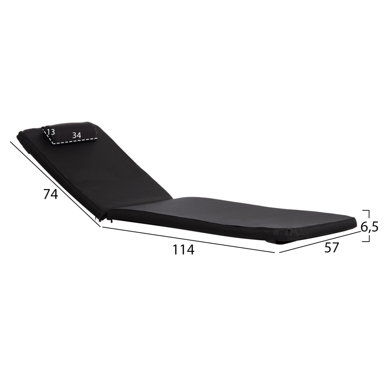 SUNBED CUSHION WITH HEADREST SIFNOS HM11234.15T - TEXTILENE 600g/m2 2x1 - BLACK [2]