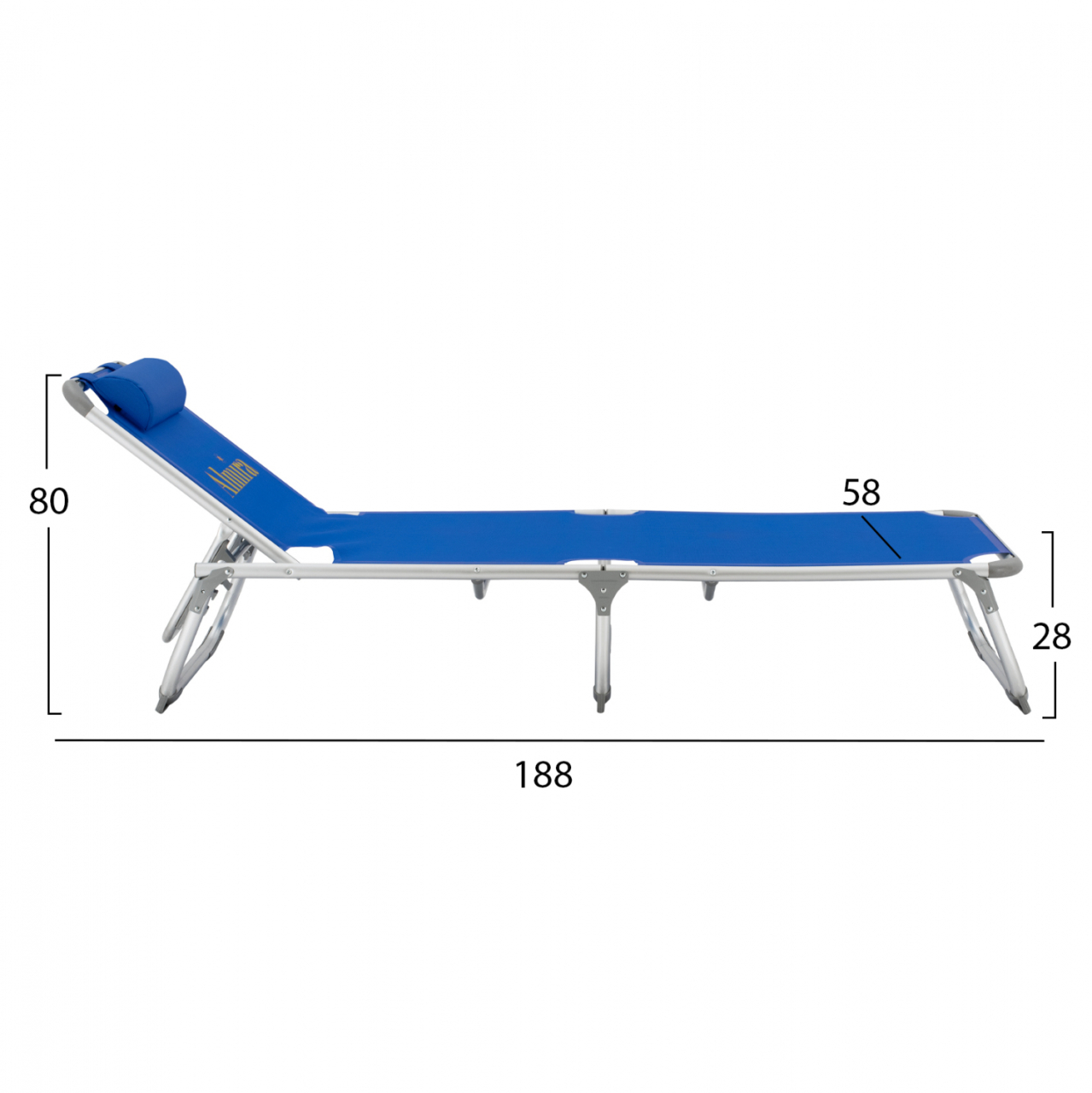 Sunbed for beach HM5054.01 Heavy Type Blue Aluminum 188x58x28-80 cm. [2]