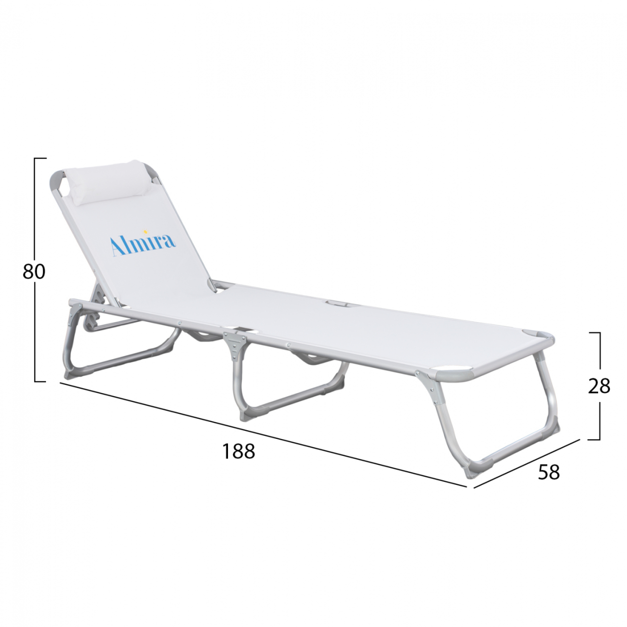 Sunbed for beach HM5054.03 Heavy type White color Aluminum 188x58x31-81 cm. [2]