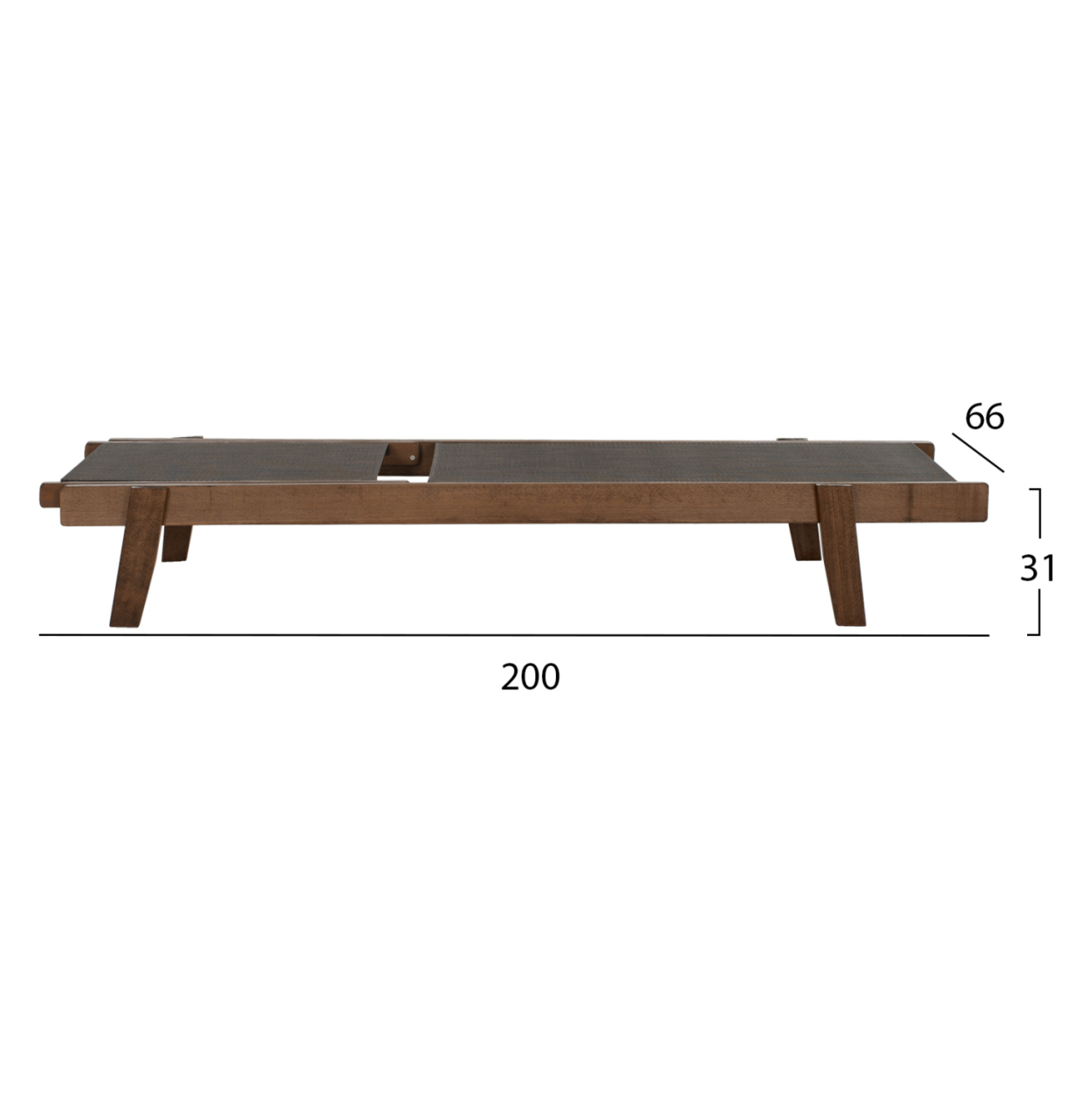 SUNBED PROFESSIONAL CRETA BEECH WOOD IN WALNUT COLOR and BROWN TEXTILENE 200x61-66x31-91Hcm.HM10356.04 [2]