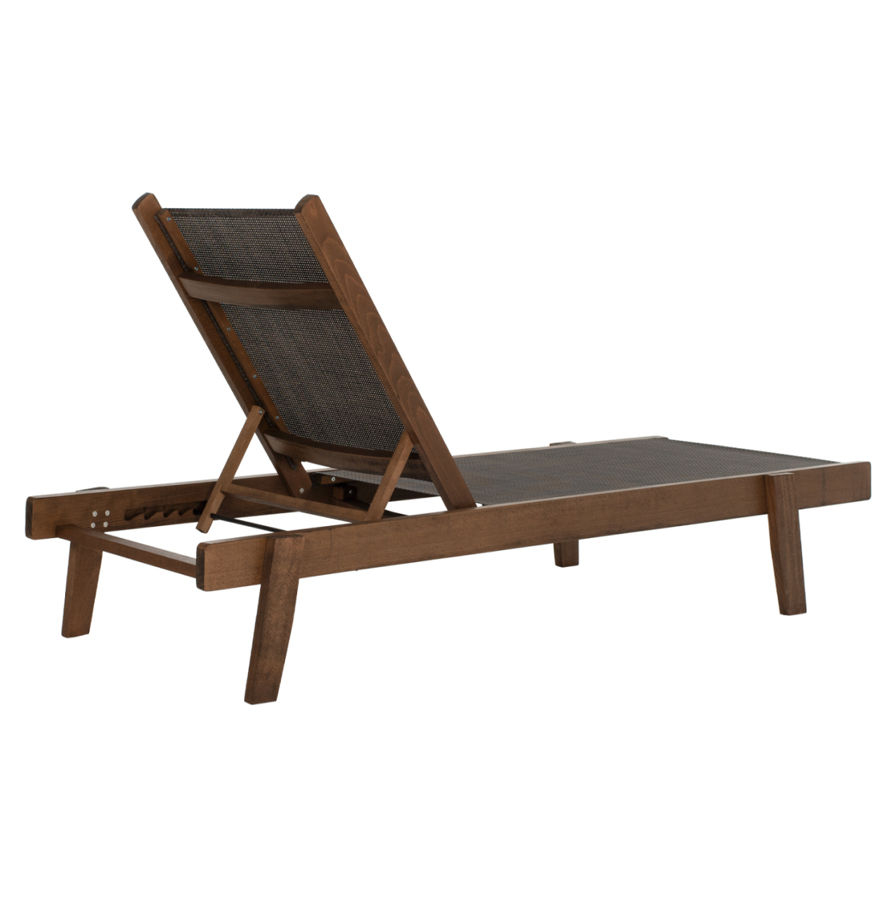SUNBED PROFESSIONAL CRETA BEECH WOOD IN WALNUT COLOR and BROWN TEXTILENE 200x61-66x31-91Hcm.HM10356.04 [4]