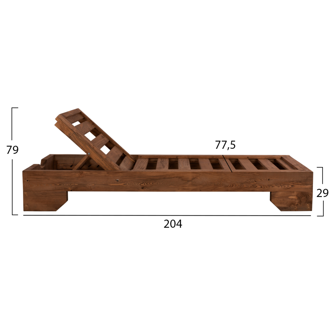 Sunbed Wooden Heavy-duty Macadonia HM5646.01 Walnut 204X77,5X29cm [2]