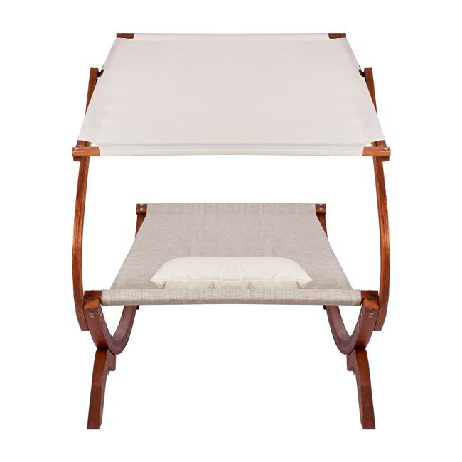 Sunbed Wooden Walnut-Beige with shade Colby HM5671.02 105x221x162cm [6]
