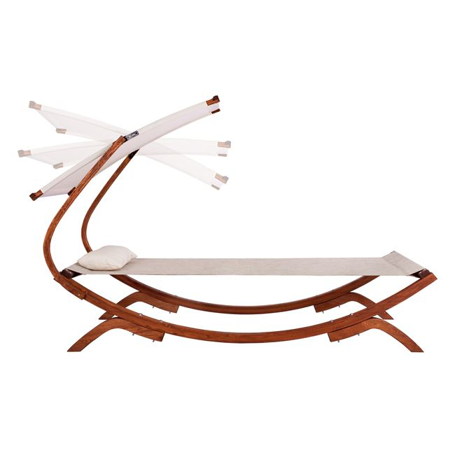 Sunbed Wooden Walnut-Beige with shade Colby HM5671.02 105x221x162cm [4]