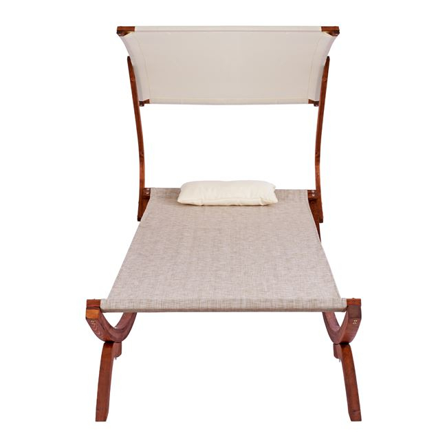 Sunbed Wooden Walnut-Beige with shade Colby HM5671.02 105x221x162cm [3]
