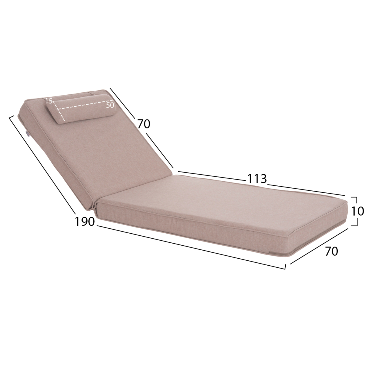 SUNLOUNGER CUSHION AKINO HM21095.01 OLEFIN IN BEIGE WITH FOAM FILLING 190x70x10Hcm. [2]