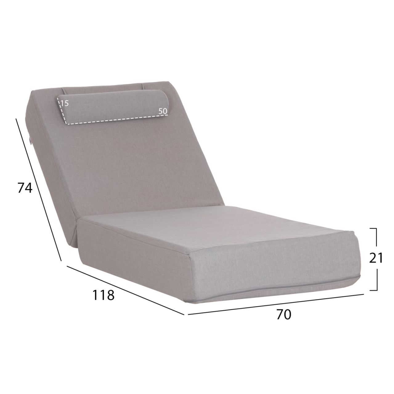 SUNLOUNGER CUSHION KIHEI HM21124 OLEFIN IN HERRINGBONE WITH FOAM FILLING 195x70x21Hcm. [2]