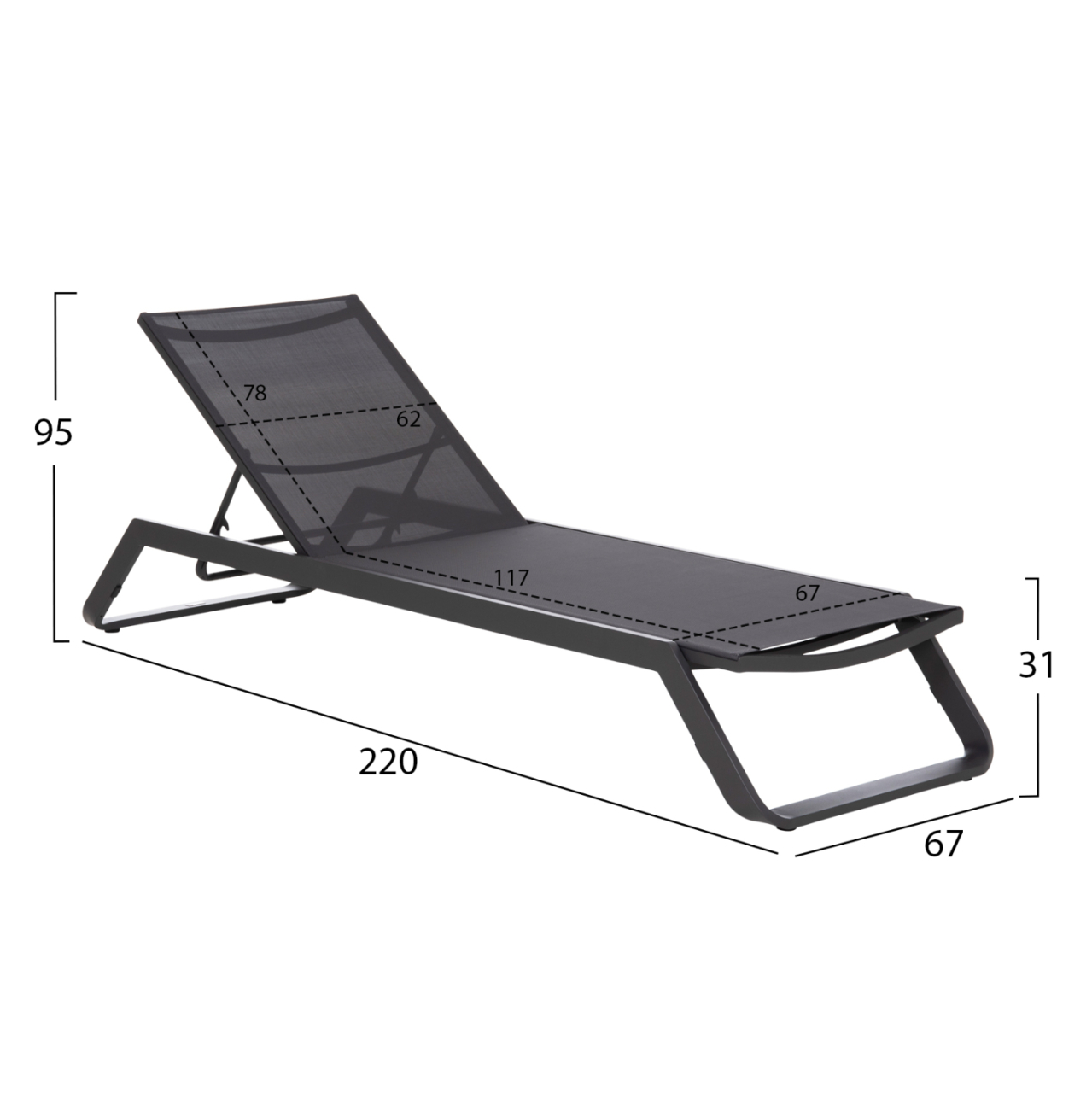 SUNLOUNGER MARIMAR HM6562.01 ALUMINUM FRAME and TEXTILENE IN GREY 220x67.5x31.5Hcm [2]