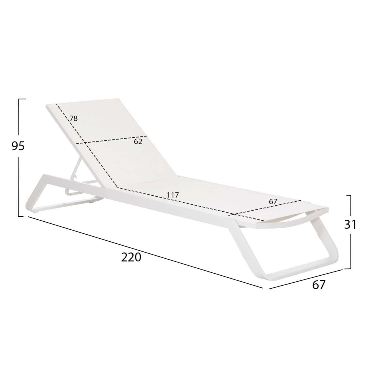 SUNLOUNGER MARIMAR HM6562.02 ALUMINUM FRAME and TEXTILENE IN WHITE 220x67.5x31.5Hcm [2]