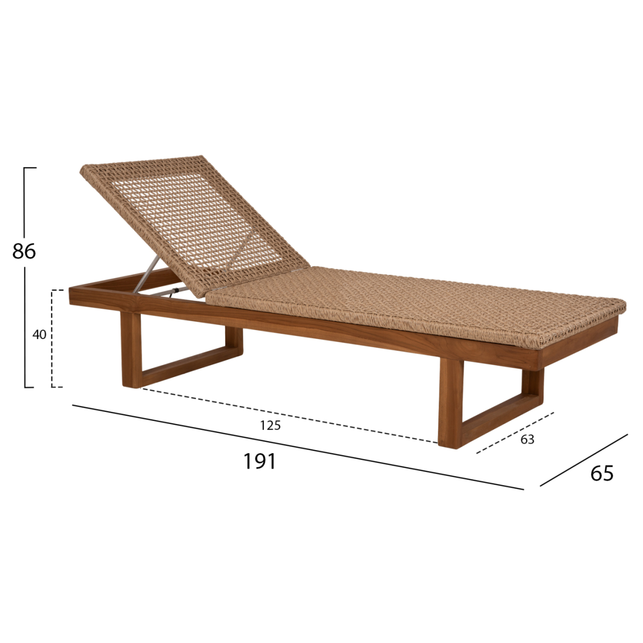 SUNLOUNGER PATRON HM5993 TEAK WOOD-VIRO ROPE WICKER 191x65x86Hcm. [2]
