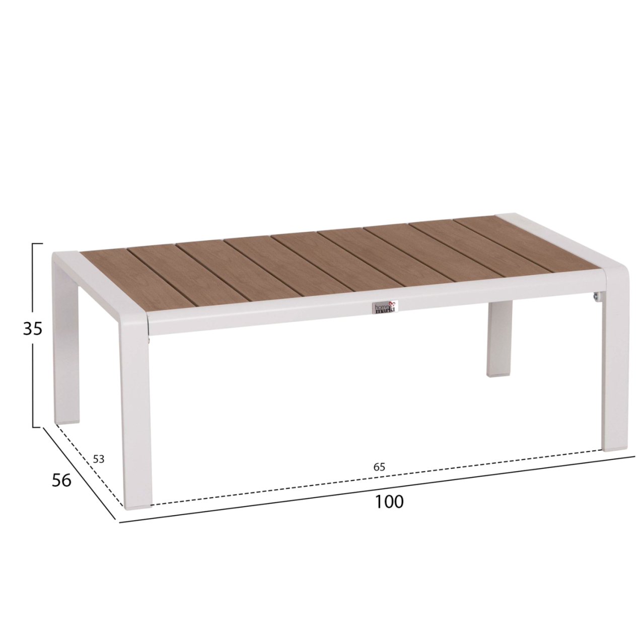 SUNLOUNGER SIDE TABLE BENTRY HM6276.01 ALUMINUM IN WHITE--POLYWOOD 100x56x35Hcm. [2]