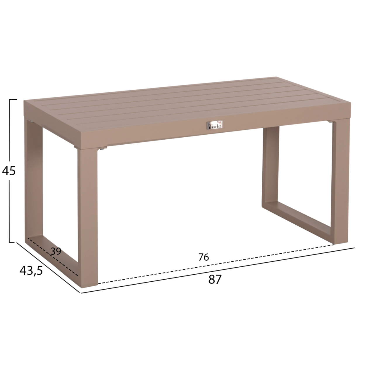 SUNLOUNGER SIDE TABLE SENTRY HM6275.04 ALUMINUM IN CAPPUCCINO 87x43,5x45Hcm. [2]
