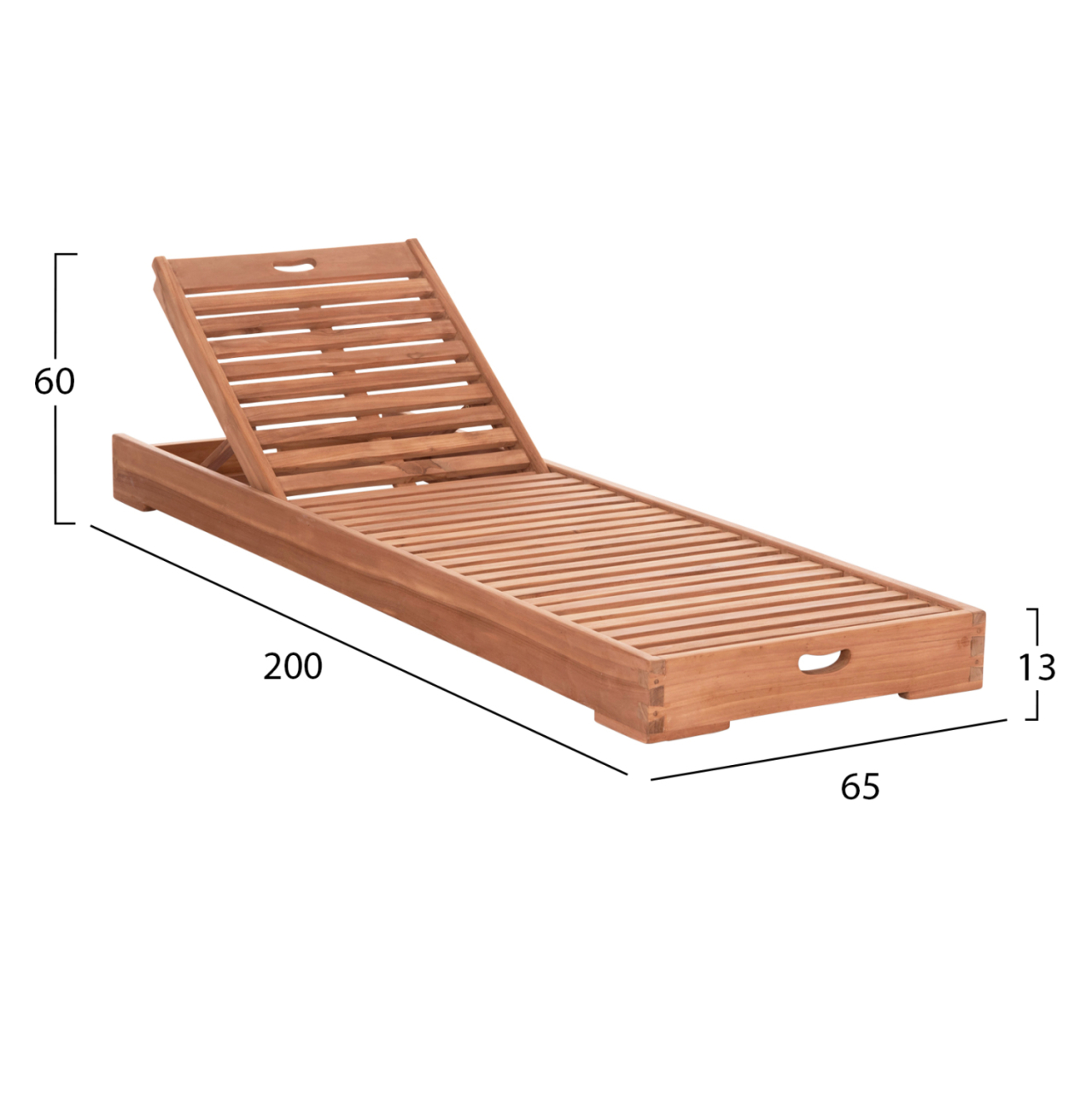 SUNLOUNGER WITHOUT CUSHIONS CHET HM6160 TEAK WOOD IN NATURAL 200x65x13Hcm. [2]