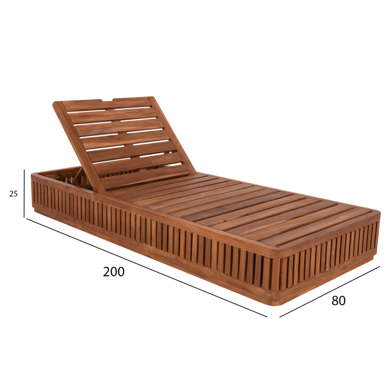 SUNLOUNGER WITHOUT CUSHIONS VERNON HM6331 TEAK WOOD IN NATURAL 200x80x25Hcm. [2]
