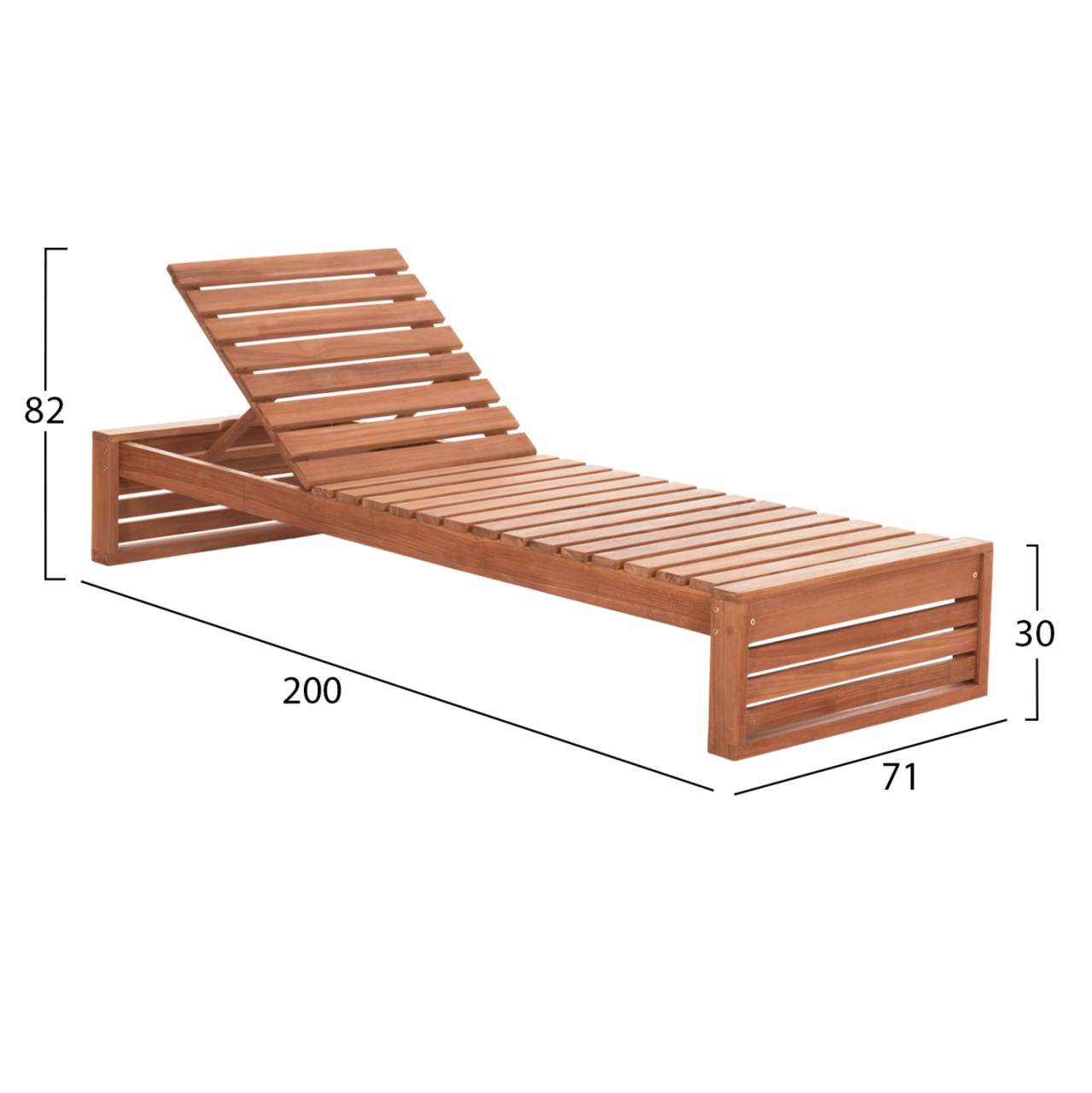 SUNLOUNGER WITHOUT CUSHIONS ZIZEL HM6161 TEAK WOOD IN NATURAL 200x71x30Hcm. [2]