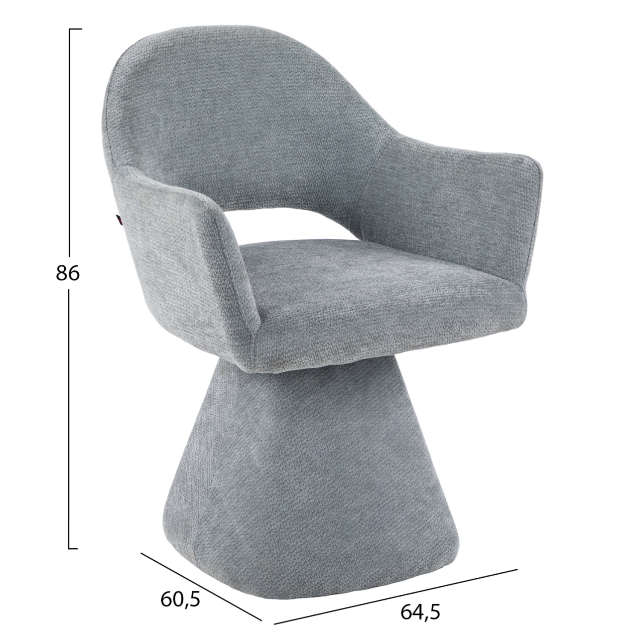 SWIVEL DINING CHAIR SIMA HM18360.01 LINEN FABRIC IN GREY 64x61x84.5Hcm [3]