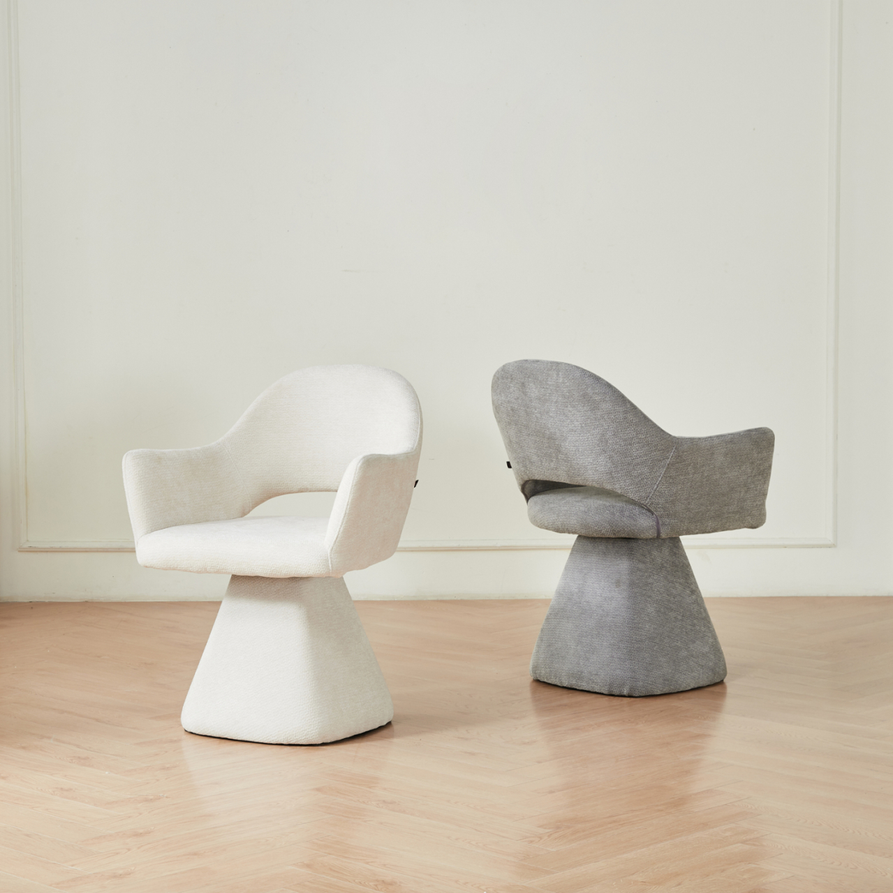SWIVEL DINING CHAIR SIMA HM18360.01 LINEN FABRIC IN GREY 64x61x84.5Hcm [2]