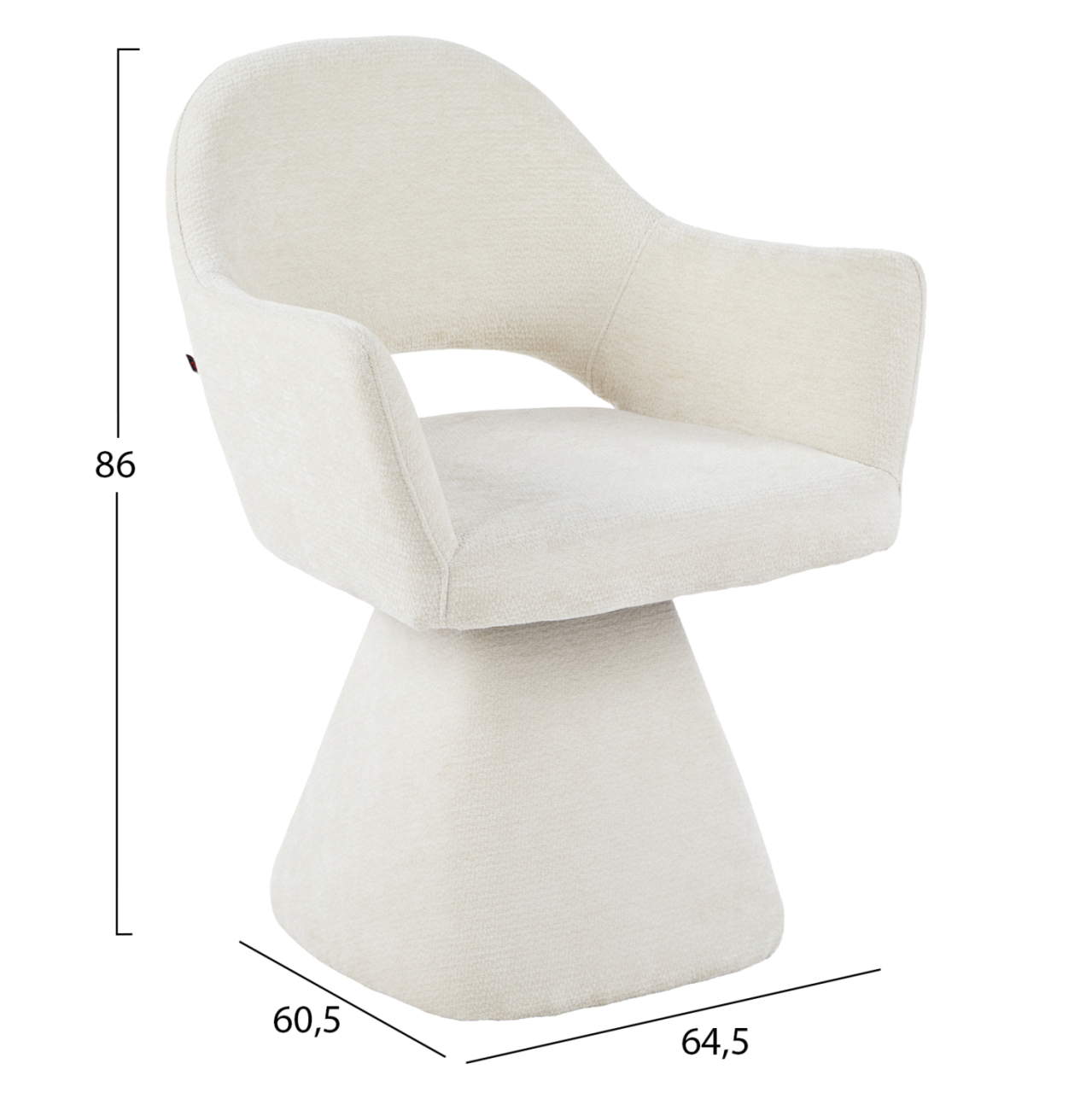 SWIVEL DINING CHAIR SIMA HM18360.02 LINEN FABRIC IN ECRU 64x61x84.5Hcm [3]