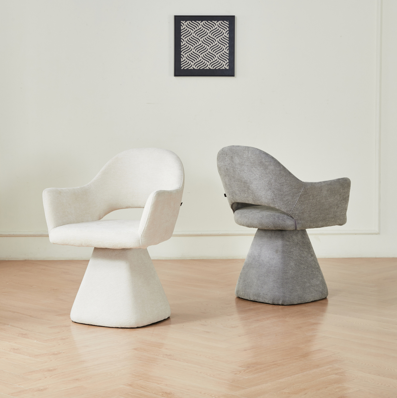 SWIVEL DINING CHAIR SIMA HM18360.02 LINEN FABRIC IN ECRU 64x61x84.5Hcm [2]