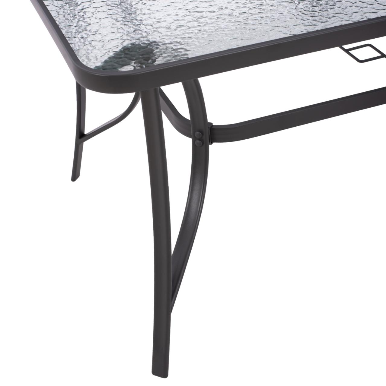 TABLE 150X90Χ75cm. METALLIC RECTANGULAR GRAY WITH UMBRELLA HOLE D38cm HM5145.11 [8]