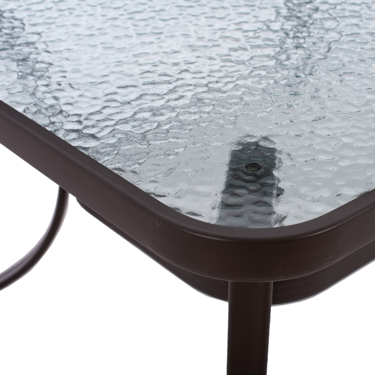 TABLE 150X90Χ75cm. METALLIC RECTANGULAR IN BROWN WITH UMBRELLA HOLE D38cm HM5145.12 [5]