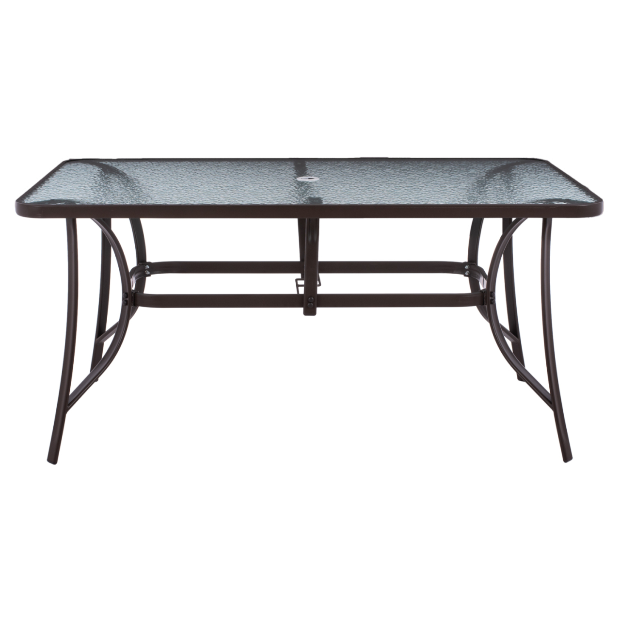 TABLE 150X90Χ75cm. METALLIC RECTANGULAR IN BROWN WITH UMBRELLA HOLE D38cm HM5145.12 [3]