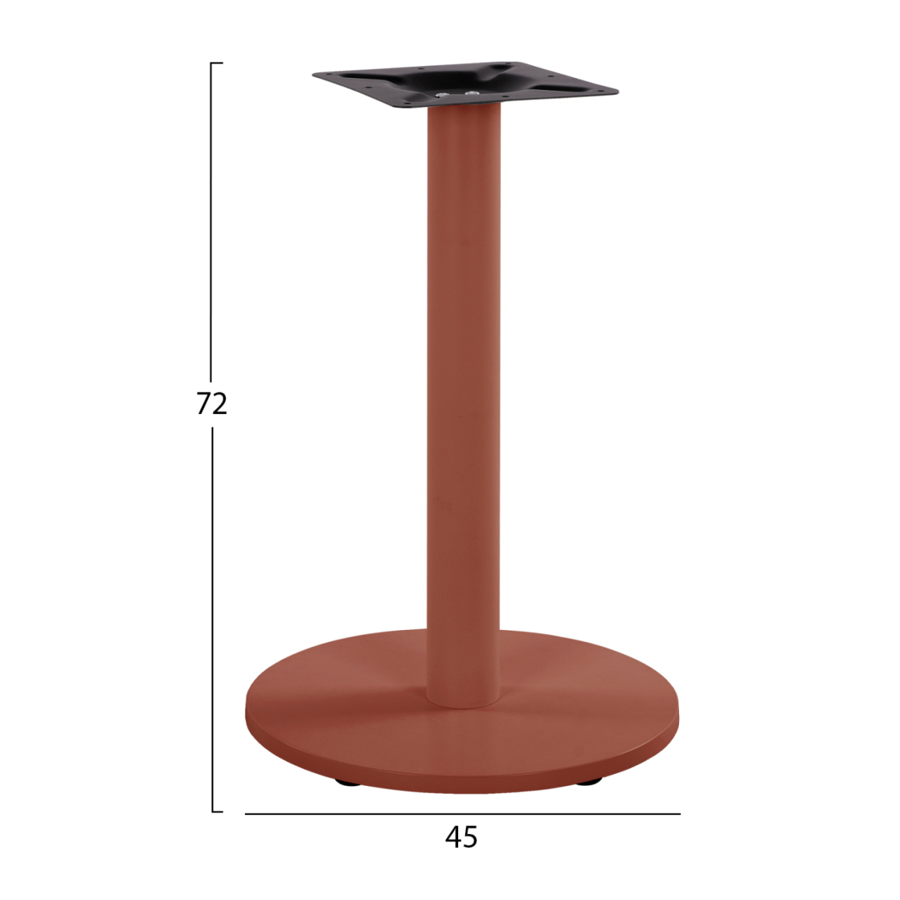 TABLE BASE HM419.27 METALLIC (STEEL) IN TERRACOTTA COLOR WITH HEIGHT ADJUSTERS Φ45Χ72Hcm. [2]