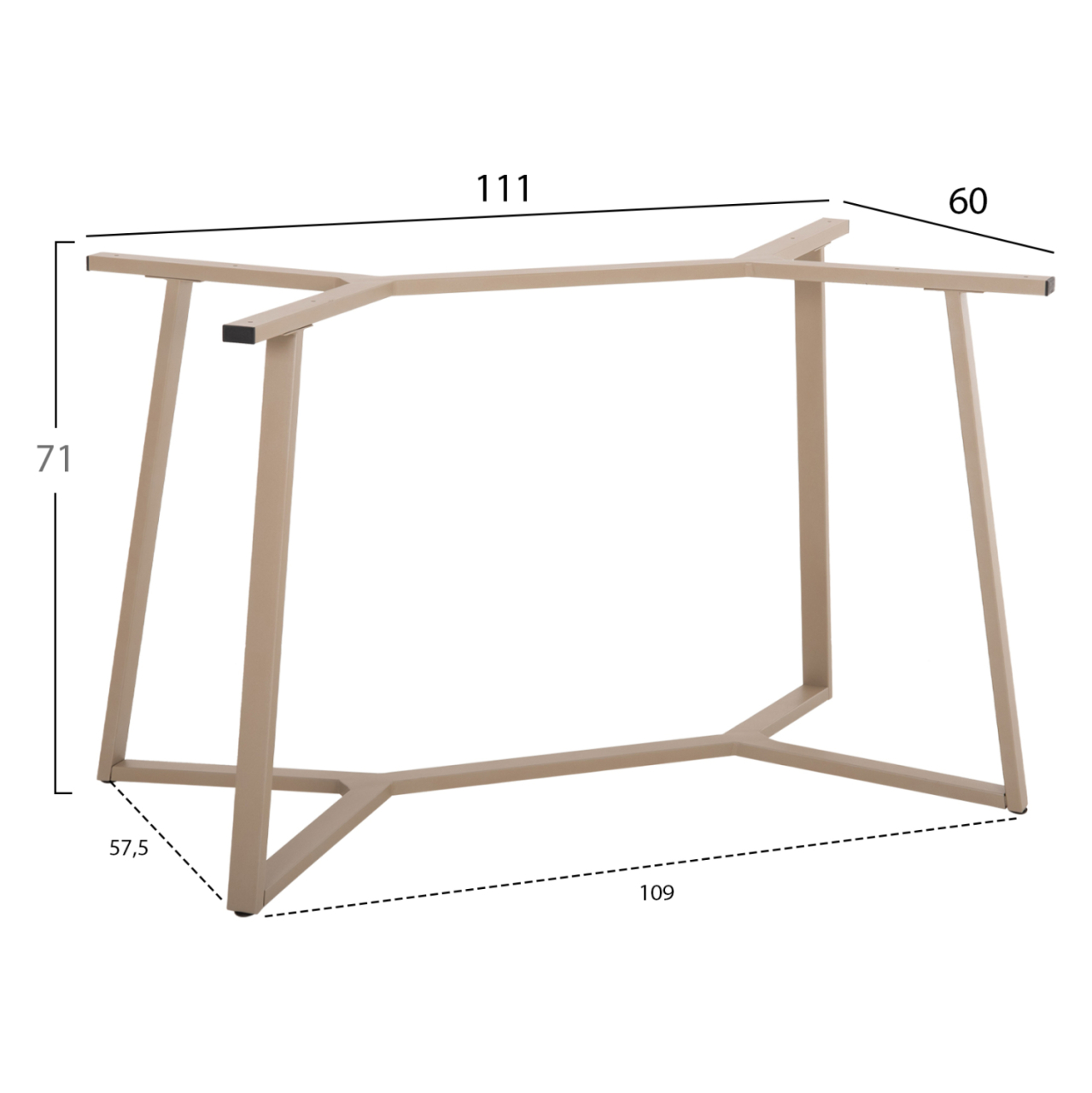 TABLE BASE HM471.25 METAL IN CAPPUCCINO COLOR 111x60x71Hcm. [2]