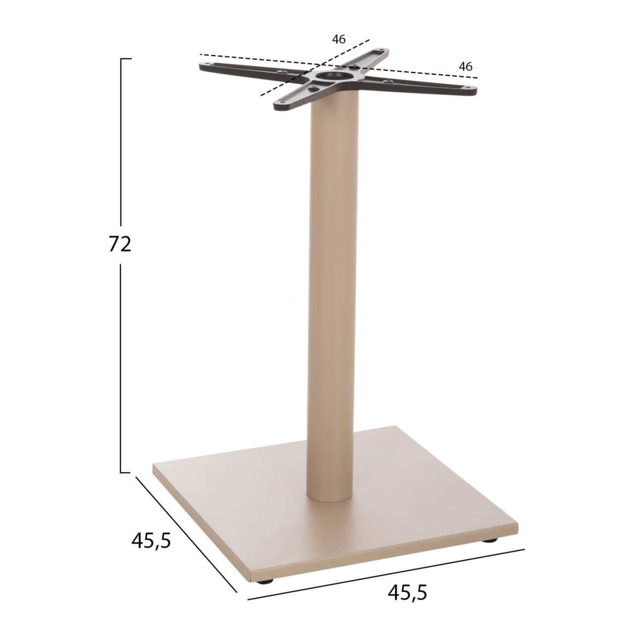 TABLE BASE HM475.25 ALUMINUM IN CAPPUCCINO COLOR 46x46x72Hcm. CROSS 46Χ46cm [2]
