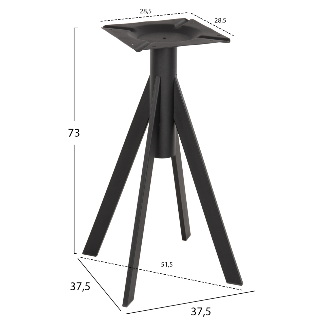 TABLE BASE HM5918 BLACK METAL 37,5x37,5x73Hcm. [2]