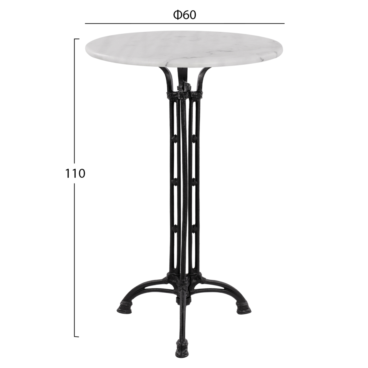 TABLE BRIELLE HM5890 WITH CAST IRON TREFOIL LEGS AND MARBLE TOP Φ60x110Hcm. [2]