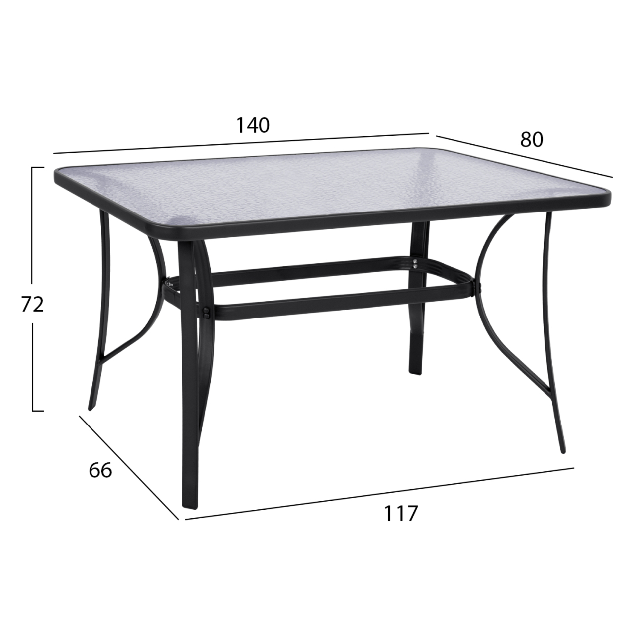TABLE BRUNO HM5106.01 METALLIC IN GREY COLOR WITH TEMPERED GLASS TABLETOP 140Χ80Χ72Hcm. [2]