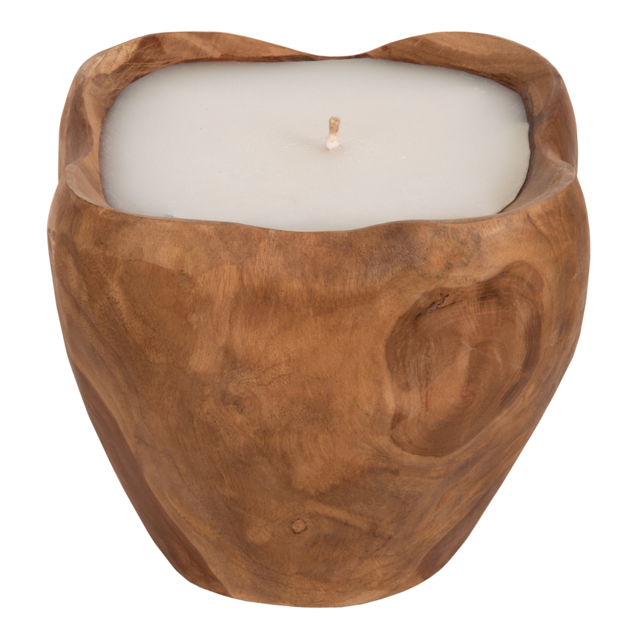 TABLE CANDLE HM9625 TEAK ROOT FILLED WITH PARAFFIN WAX-NATURAL and WHITE 20x20x18Hcm. [3]
