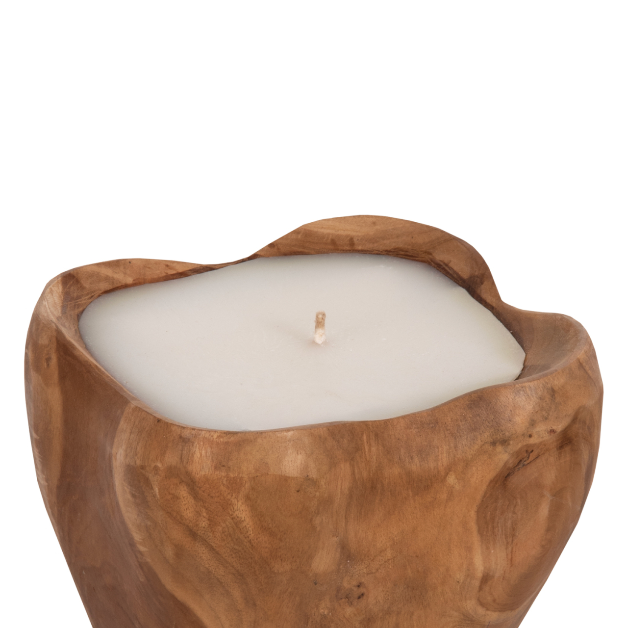 TABLE CANDLE HM9625 TEAK ROOT FILLED WITH PARAFFIN WAX-NATURAL and WHITE 20x20x18Hcm. [5]