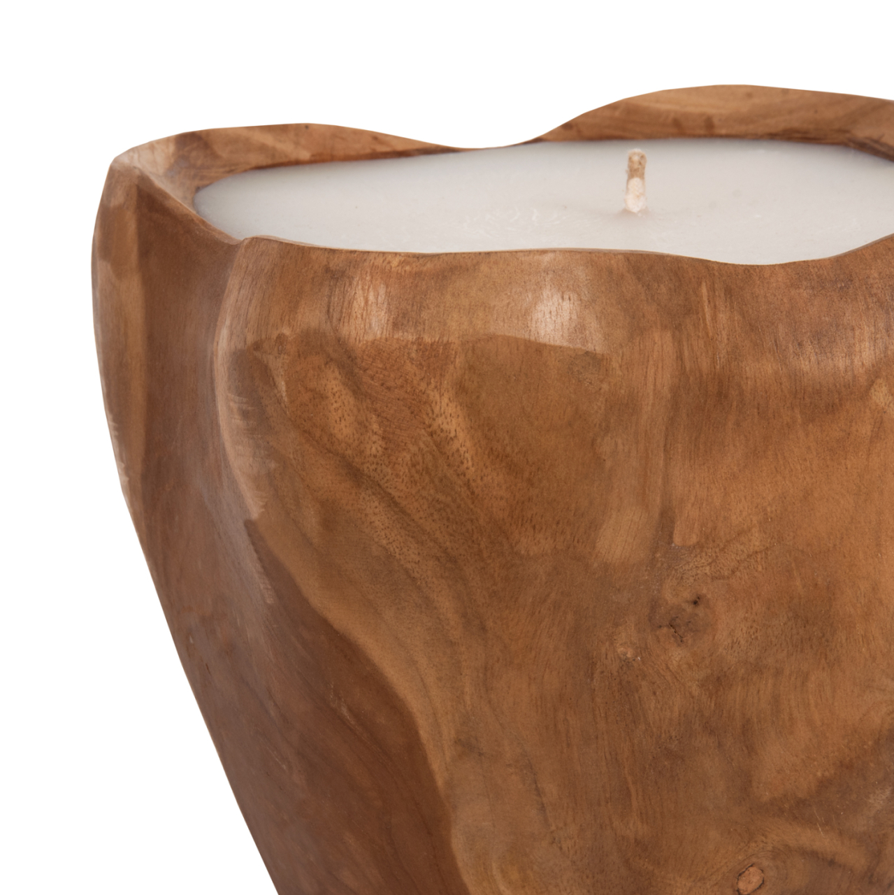 TABLE CANDLE HM9625 TEAK ROOT FILLED WITH PARAFFIN WAX-NATURAL and WHITE 20x20x18Hcm. [4]