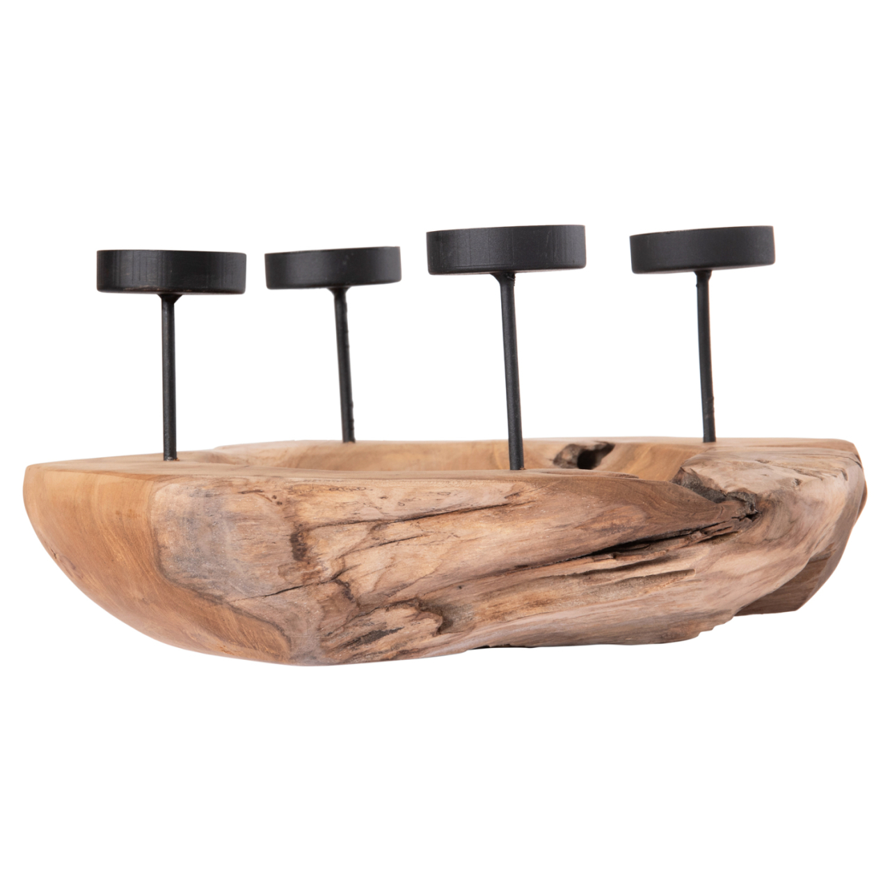 TABLE CANDLE HOLDER/BOWL FRAN HM4390 TEAK WOOD-METAL 30x30x7-15Hcm. [3]